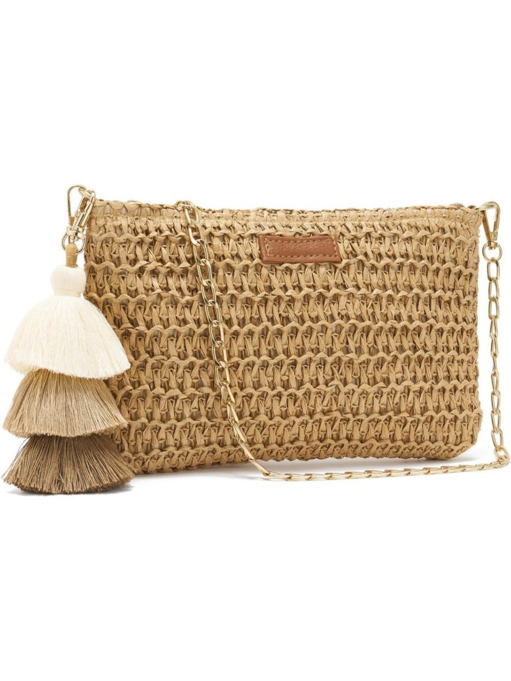 Womens Brown Summer Straw Envelope Clutch Elegant Beach Shoulder Crossbody Bag
